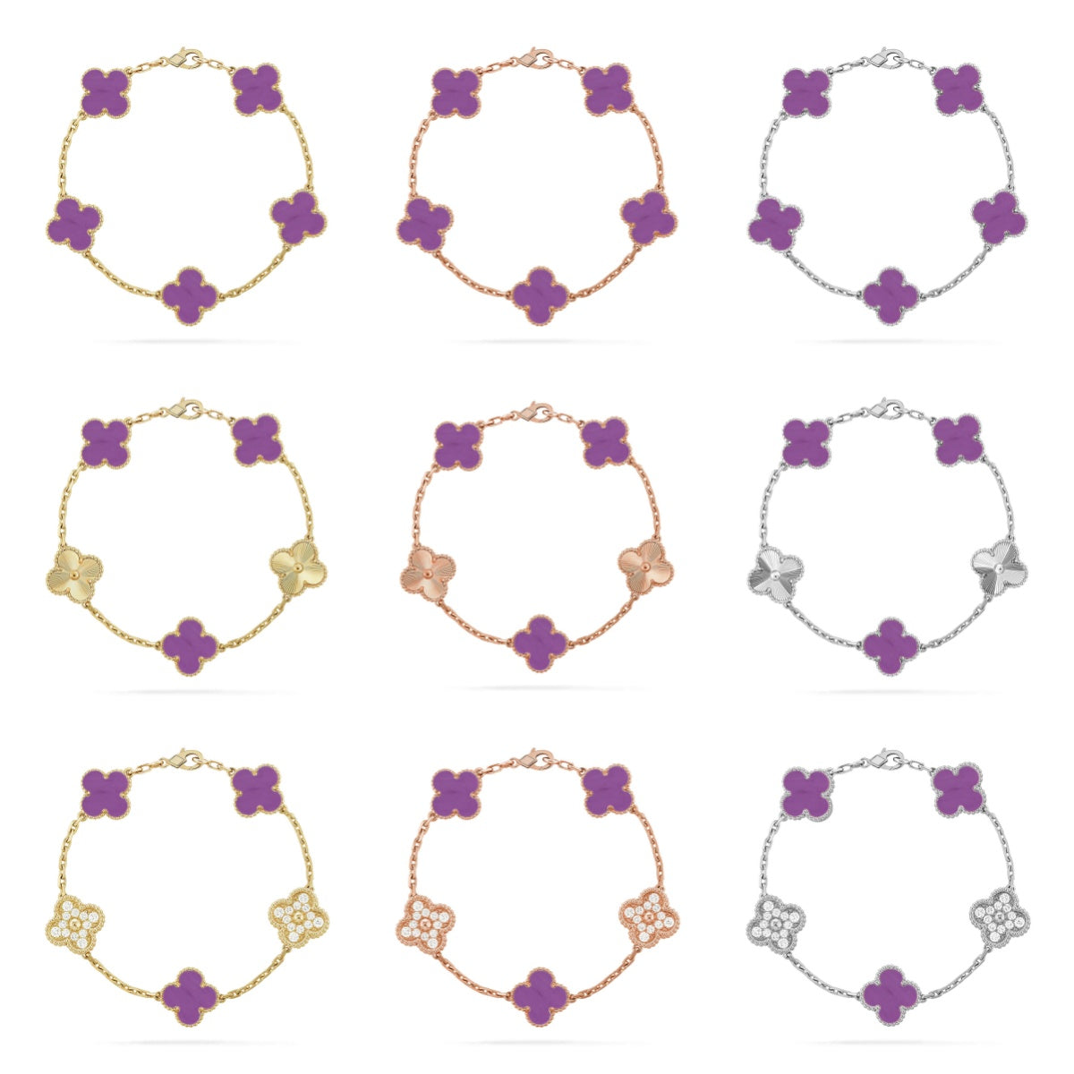 [Lumi Jewellery]CLOVER 5 MOTIF LIGHT PURPLE BRACELET COLLECTION