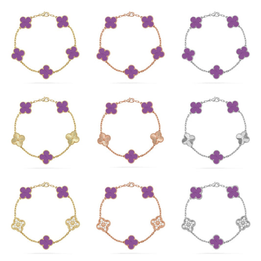 [Lumi Jewellery]CLOVER 5 MOTIF LIGHT PURPLE BRACELET COLLECTION