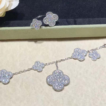 [Lumi Jewellery]CLOVER 6 MOTIFS SILVER DIAMOND BRACELET