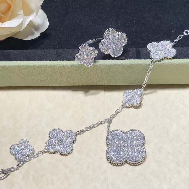 [Lumi Jewellery]CLOVER 6 MOTIFS SILVER DIAMOND BRACELET