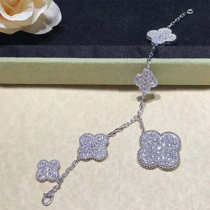 [Lumi Jewellery]CLOVER 6 MOTIFS SILVER DIAMOND BRACELET