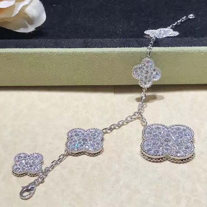[Lumi Jewellery]CLOVER 6 MOTIFS SILVER DIAMOND BRACELET