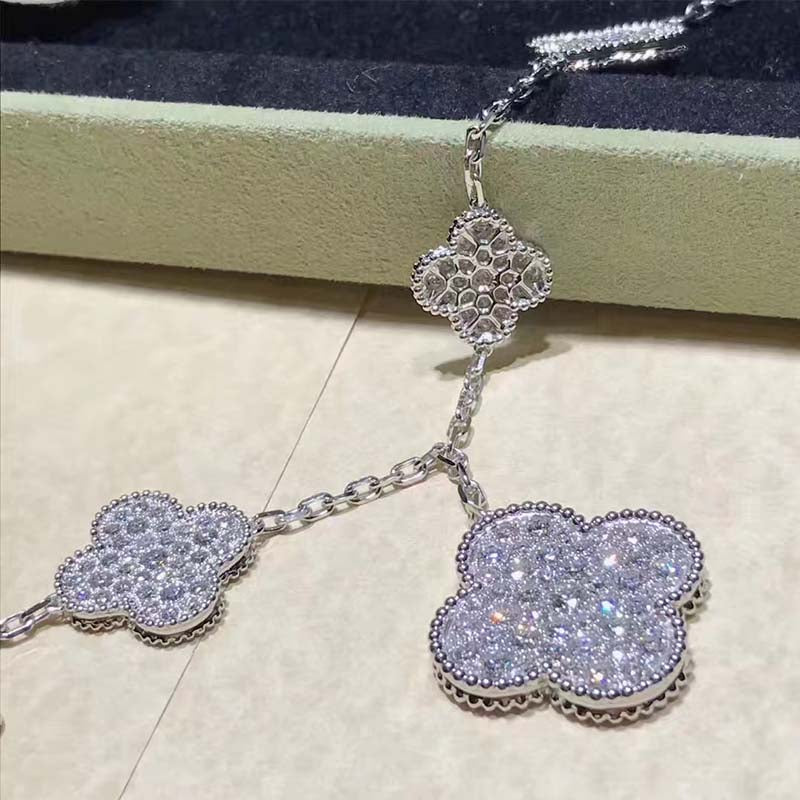[Lumi Jewellery]CLOVER 6 MOTIFS SILVER DIAMOND BRACELET