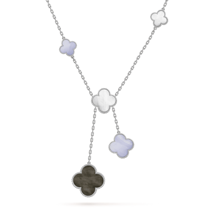 [Lumi Jewellery]CLOVER MOP CHALCEDONY NECKLACE SILVER 6 MOTIF
