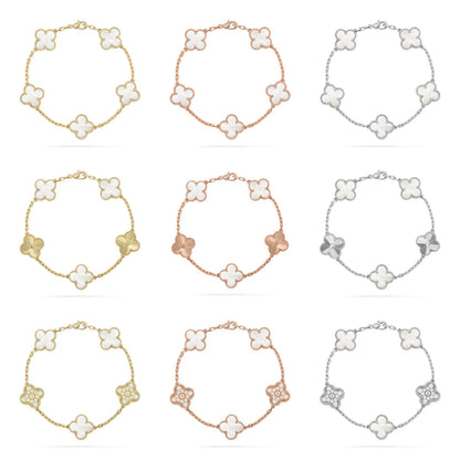 [Lumi Jewellery]CLOVER WHITE PEARL MOP 5 MOTIF BRACELET COLLECTION