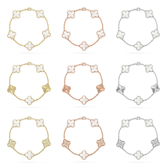[Lumi Jewellery]CLOVER WHITE PEARL MOP 5 MOTIF BRACELET COLLECTION