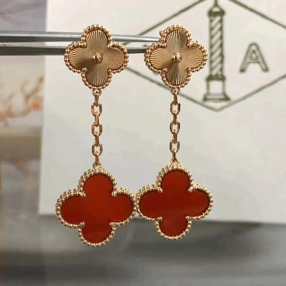 [Lumi Jewellery]CLOVER 2 MOTIF  LASER CARNELIAN EARRINGS