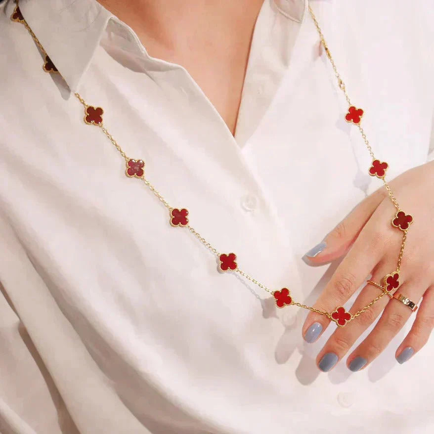[Lumi Jewellery]CLOVER 20 MOTIFS CARNELIAN NECKLACE