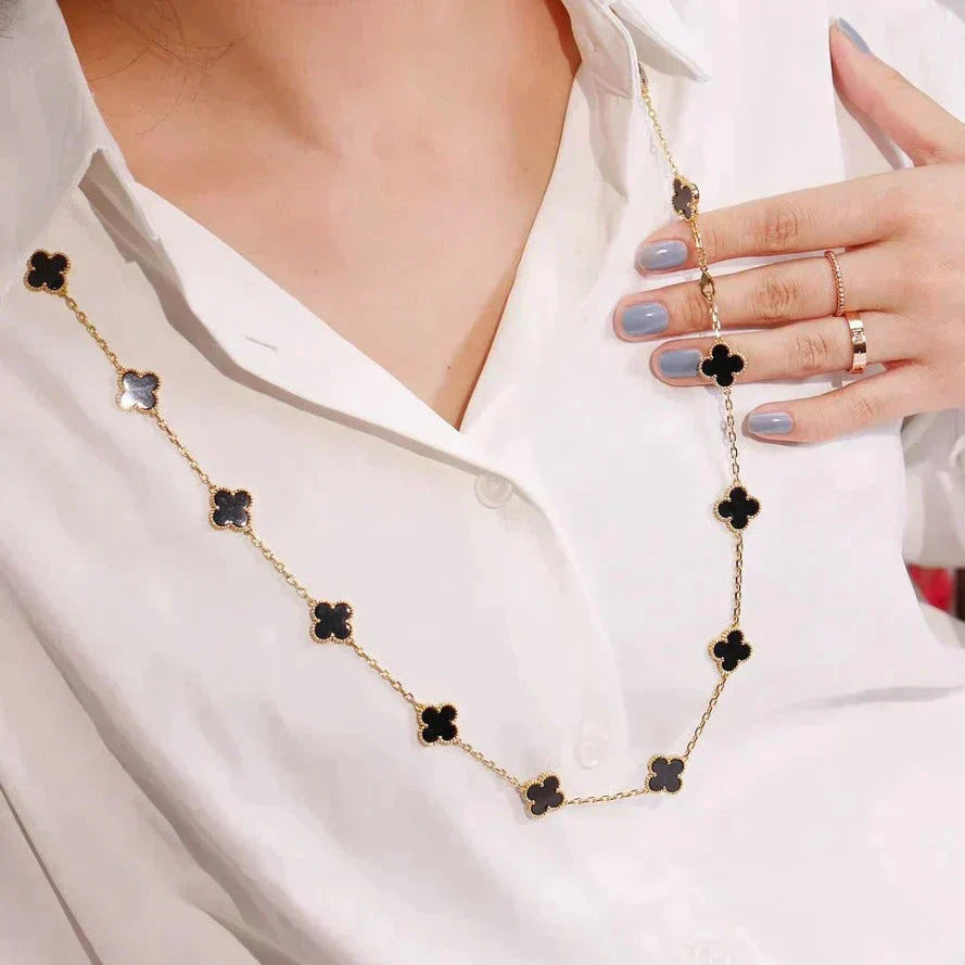 [Lumi Jewellery]CLOVER 20 MOTIFS ONYX NECKLACE