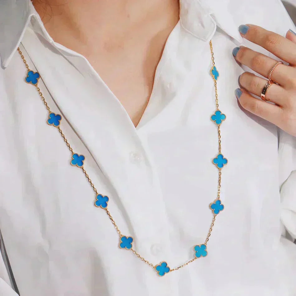 [Lumi Jewellery]CLOVER 20 MOTIFS BLUE AGATE GOLD
