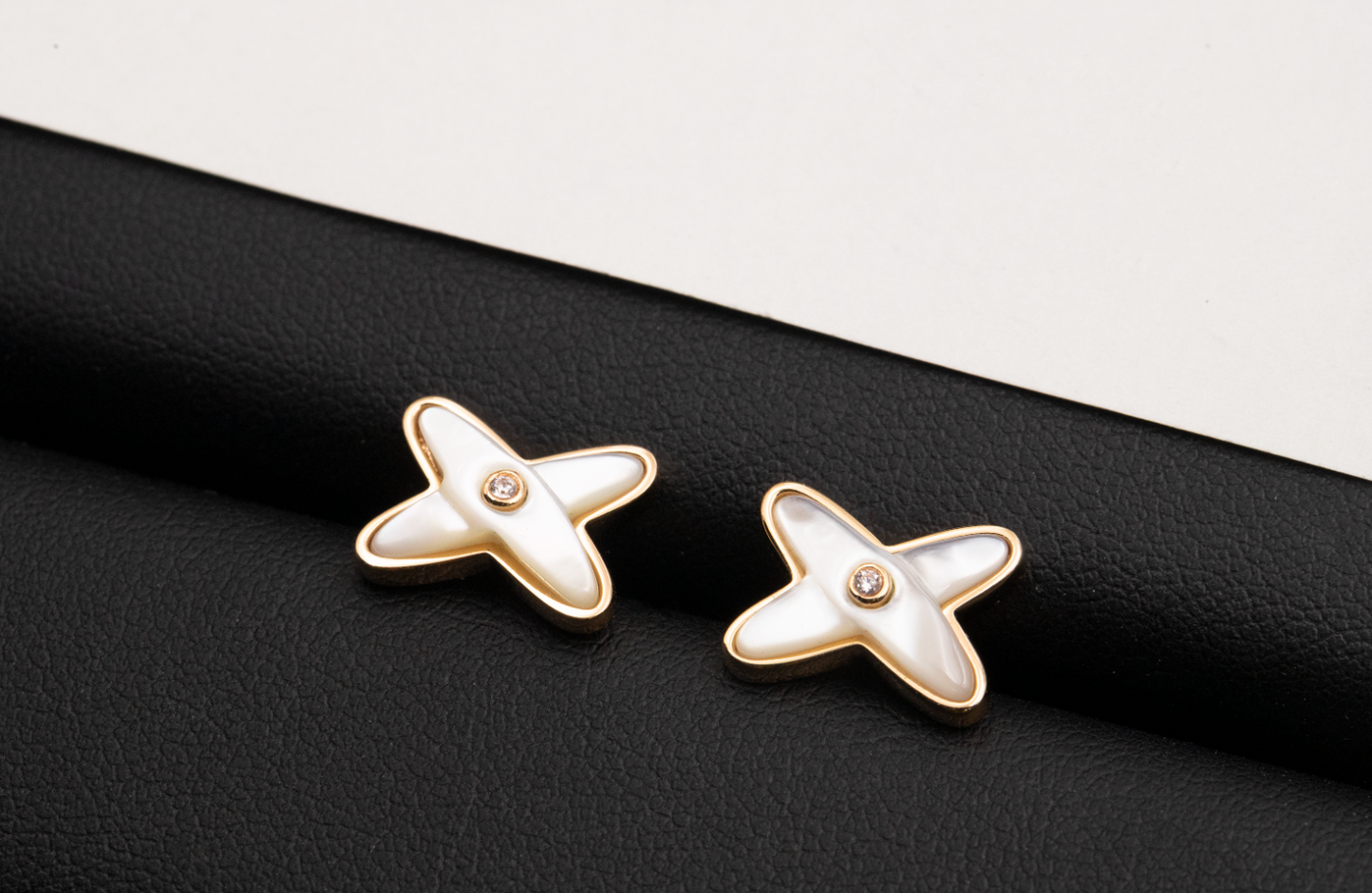 [Lumi Jewellery]JEUX DE WHITE MOP ROSE GOLD DIAMOND EARRINGS