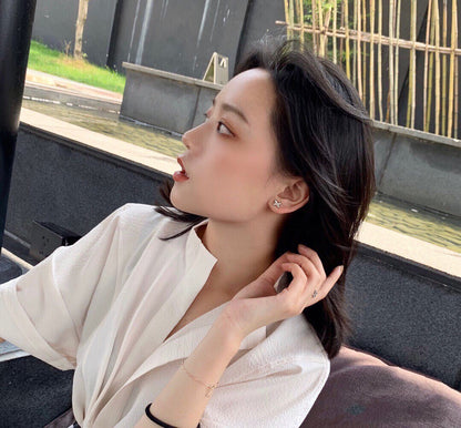 [Lumi Jewellery]JEUX DE WHITE MOP ROSE GOLD DIAMOND EARRINGS