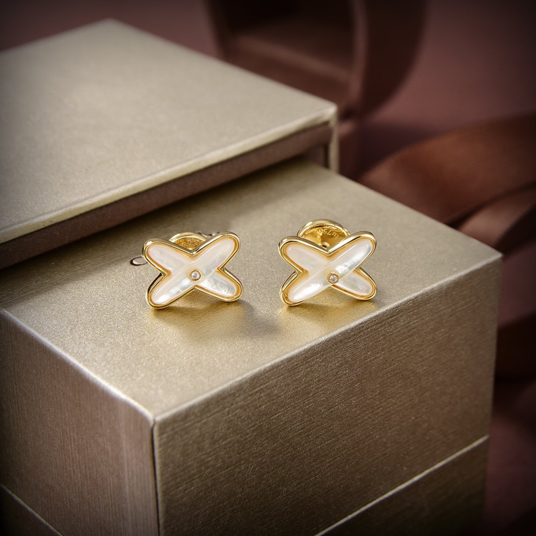 [Lumi Jewellery]JEUX DE WHITE MOP GOLD DIAMOND EARRINGS