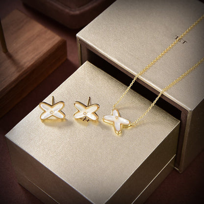 [Lumi Jewellery]JEUX DE WHITE MOP GOLD DIAMOND EARRINGS