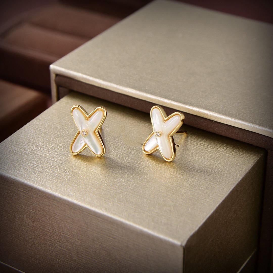 [Lumi Jewellery]JEUX DE WHITE MOP GOLD DIAMOND EARRINGS