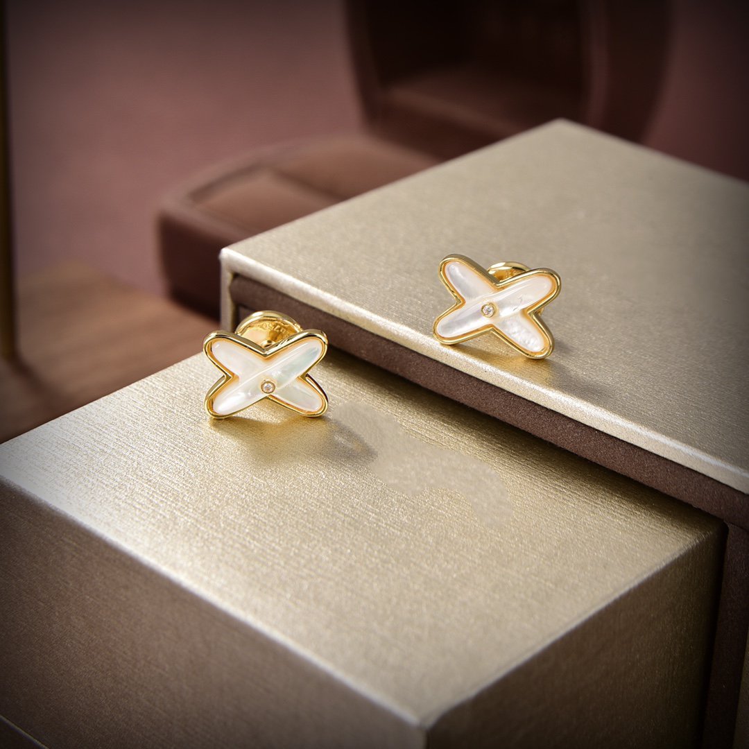 [Lumi Jewellery]JEUX DE WHITE MOP GOLD DIAMOND EARRINGS