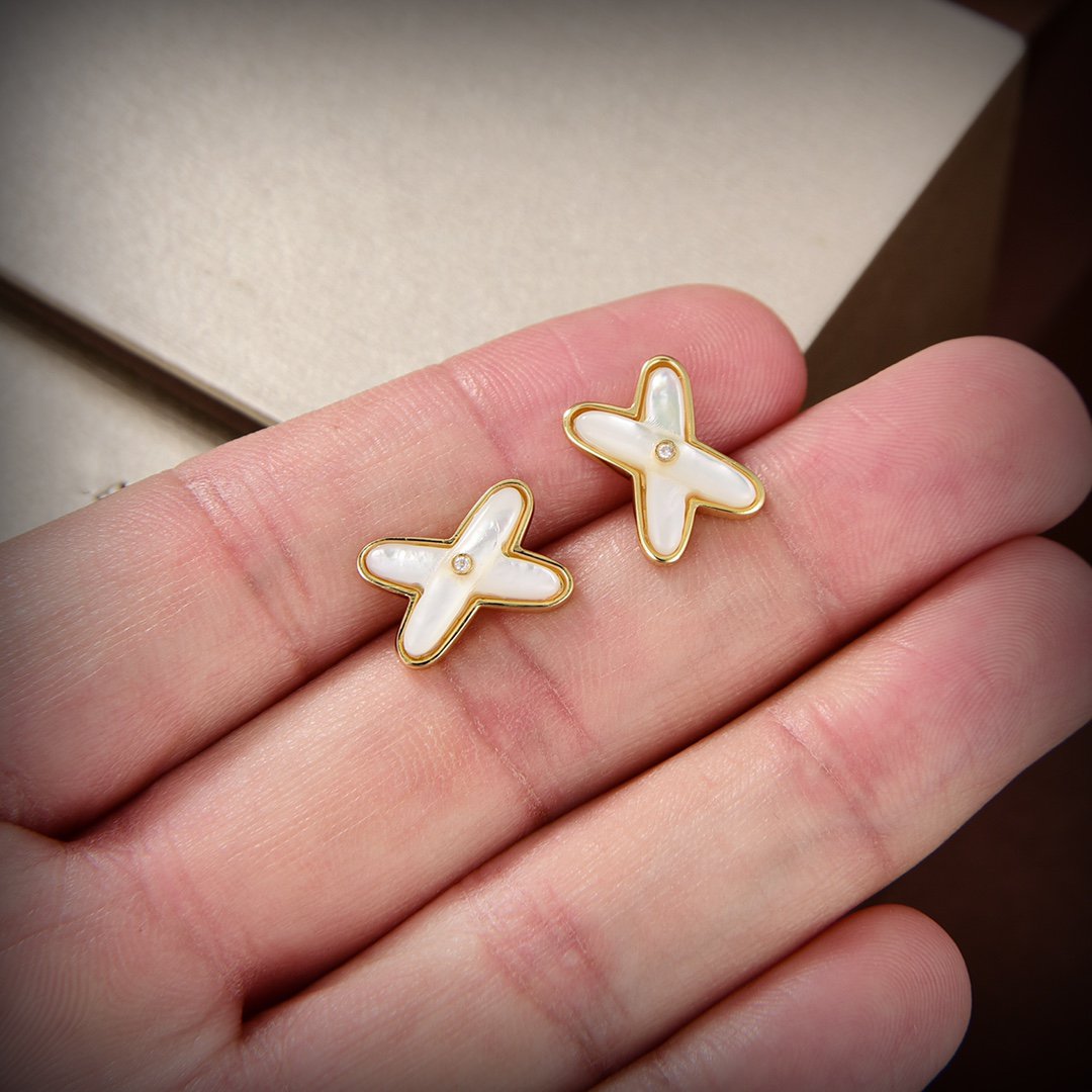 [Lumi Jewellery]JEUX DE WHITE MOP GOLD DIAMOND EARRINGS