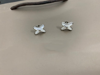 [Lumi Jewellery]JEUX DE WHITE MOP SILVER DIAMOND EARRINGS