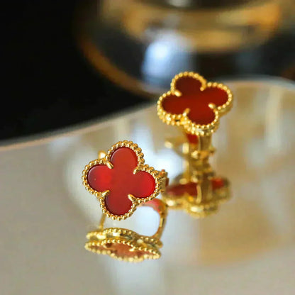 [Lumi Jewellery]CLOVER MEDIUM 1 MOTIFS CARNELIAN  EARRINGS