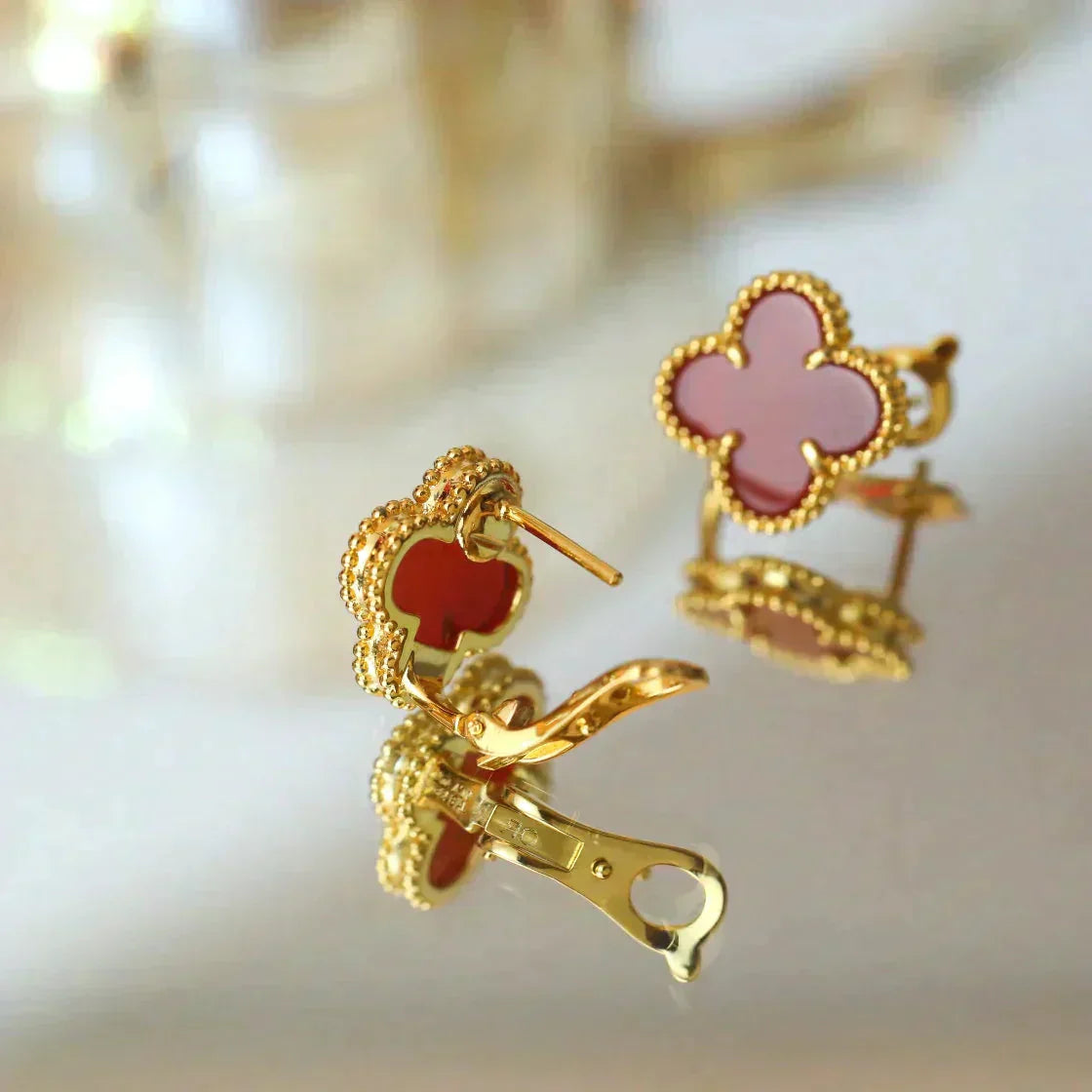 [Lumi Jewellery]CLOVER MEDIUM 1 MOTIFS CARNELIAN  EARRINGS