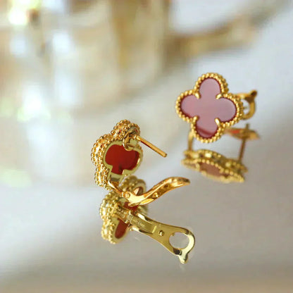 [Lumi Jewellery]CLOVER MEDIUM 1 MOTIFS CARNELIAN  EARRINGS