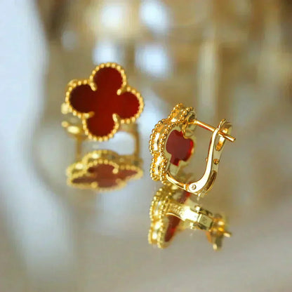 [Lumi Jewellery]CLOVER MEDIUM 1 MOTIFS CARNELIAN  EARRINGS