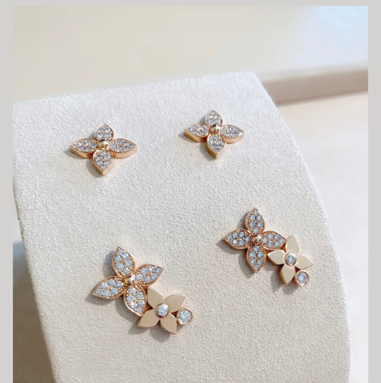 [Lumi Jewellery]STAR BLOSSOM STUD EARRINGS PINK GOLD DIAMONDS