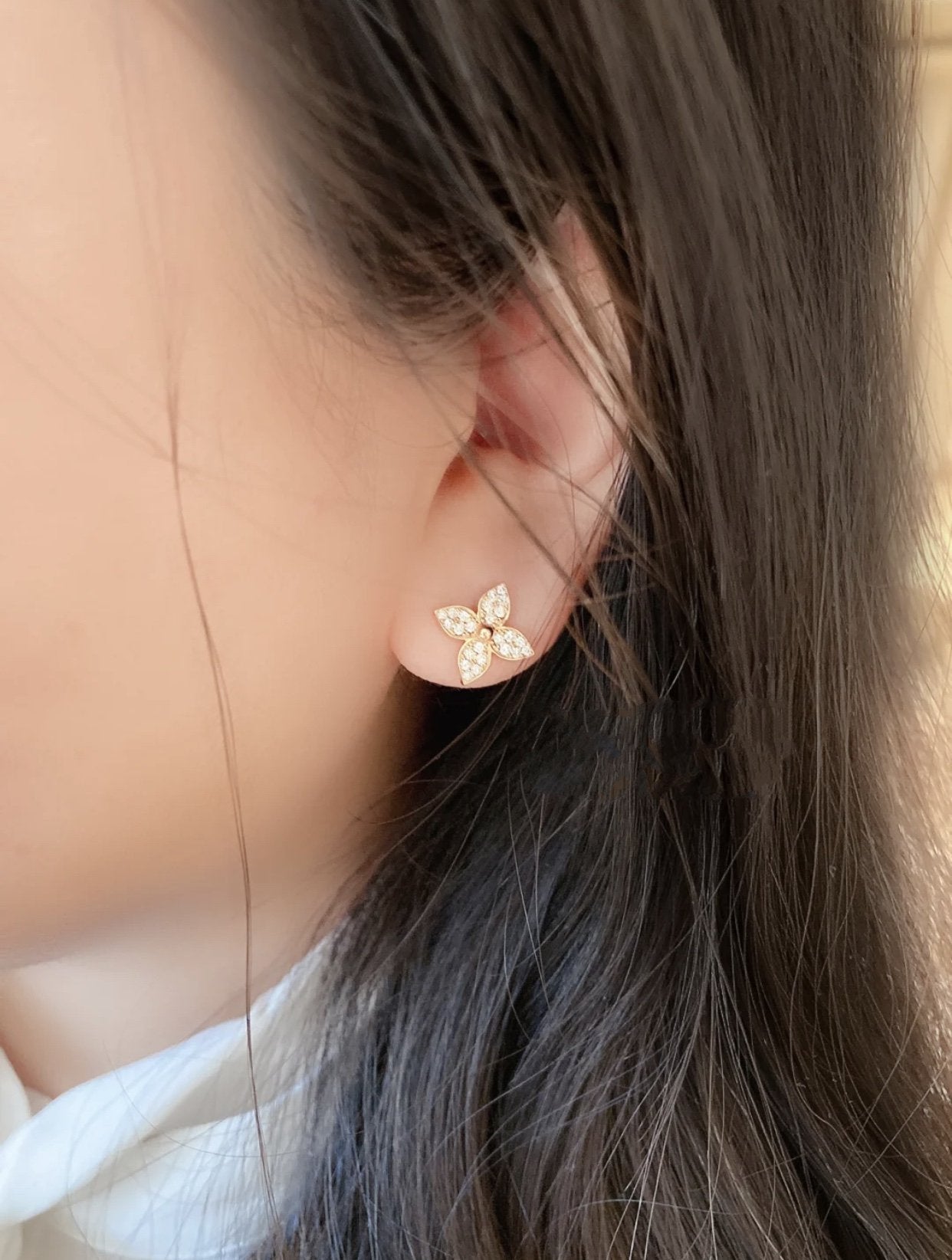 [Lumi Jewellery]STAR BLOSSOM STUD EARRINGS PINK GOLD DIAMONDS