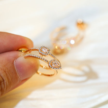 [Lumi]CREOLES MY TWIN 2 RANGS SILVER DIAMOND EARRINGS