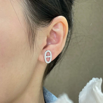 [Lumi Jewellery]HM FULL DIAMOND PIG NOSE STUD EARRINGS