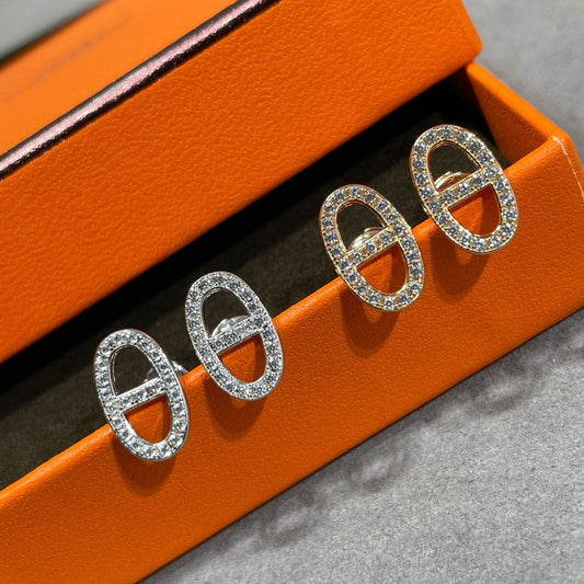 [Lumi Jewellery]HM FULL DIAMOND PIG NOSE STUD EARRINGS