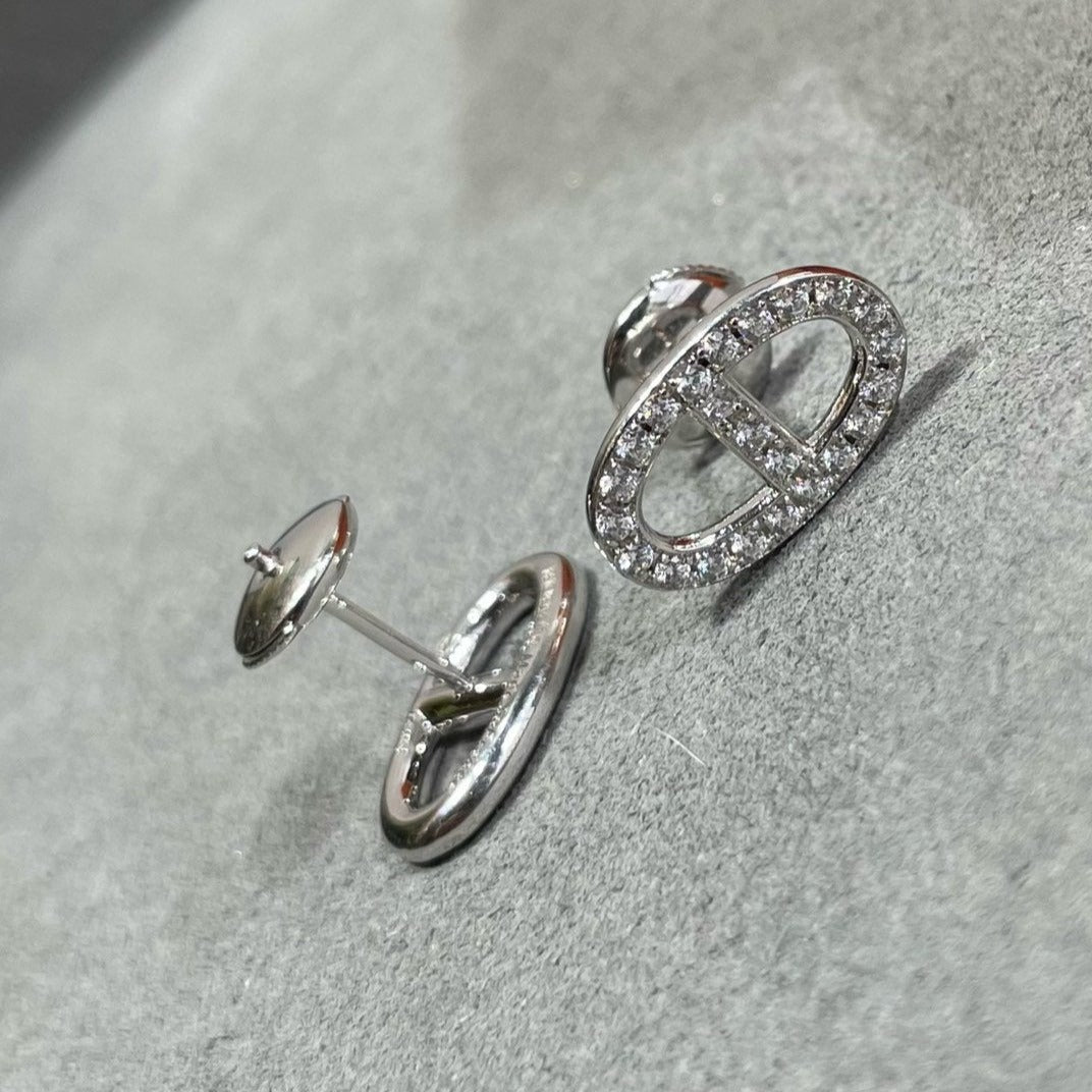 [Lumi Jewellery]HM FULL DIAMOND PIG NOSE STUD EARRINGS