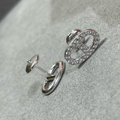 [Lumi Jewellery]HM FULL DIAMOND PIG NOSE STUD EARRINGS