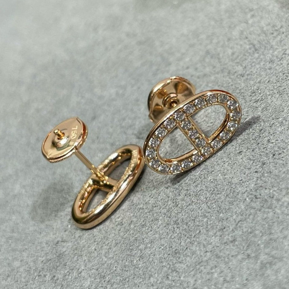 [Lumi Jewellery]HM FULL DIAMOND PIG NOSE STUD EARRINGS