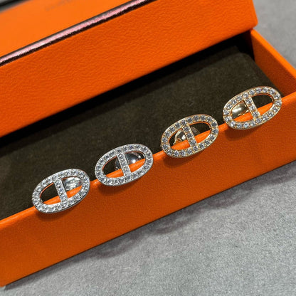 [Lumi Jewellery]HM FULL DIAMOND PIG NOSE STUD EARRINGS