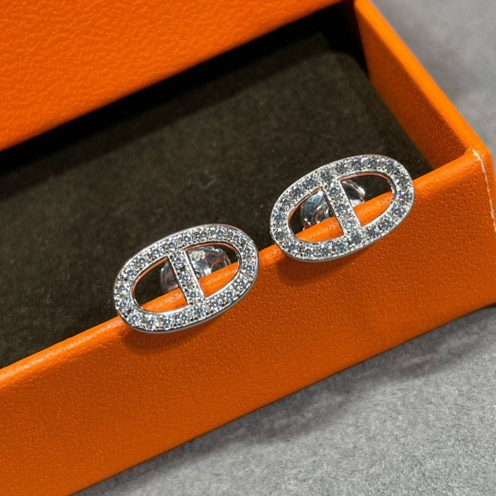 [Lumi Jewellery]HM FULL DIAMOND PIG NOSE STUD EARRINGS