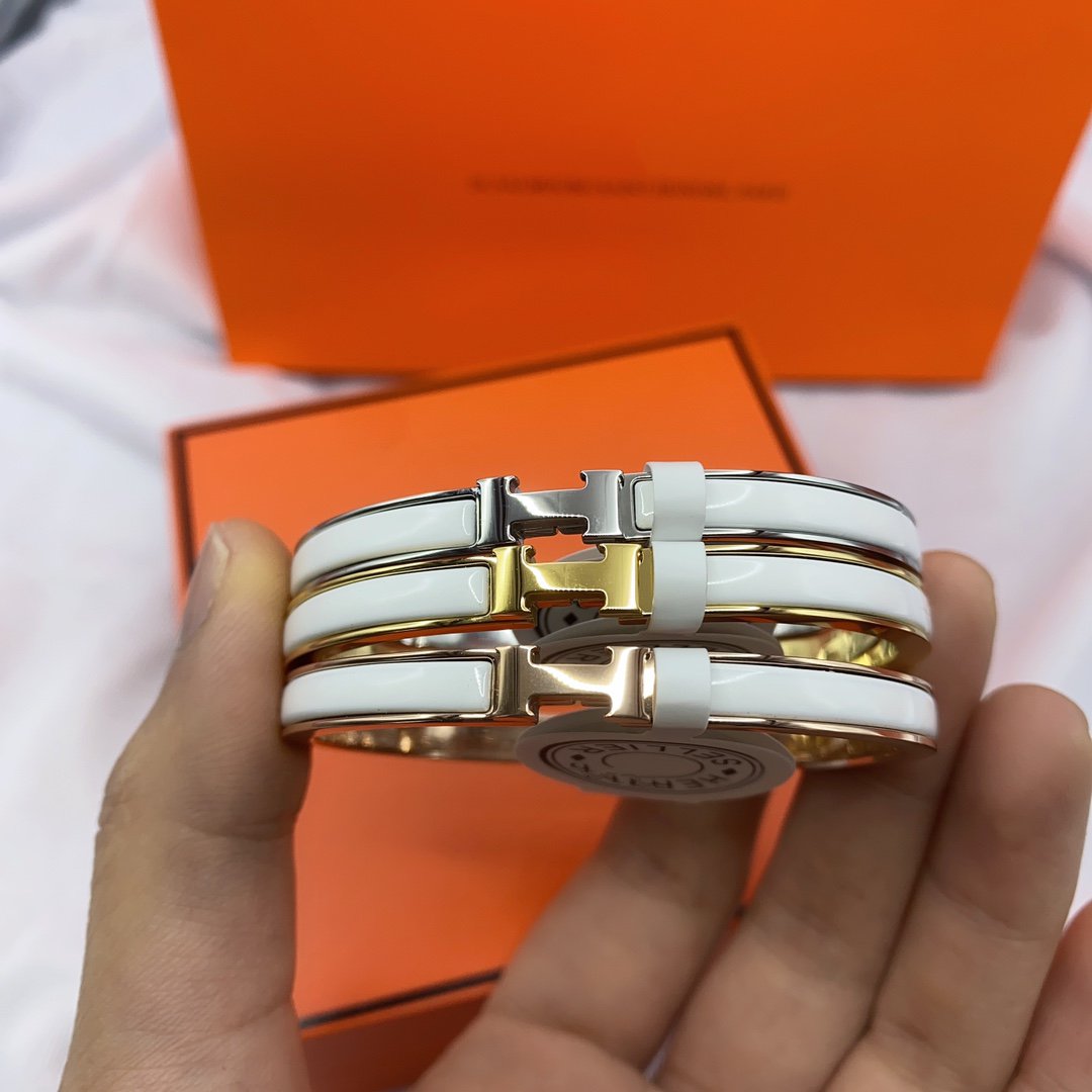 [Lumi Jewellery]CLASSIC HM CLIC WHITE 8MM ENAMEL BRACELET