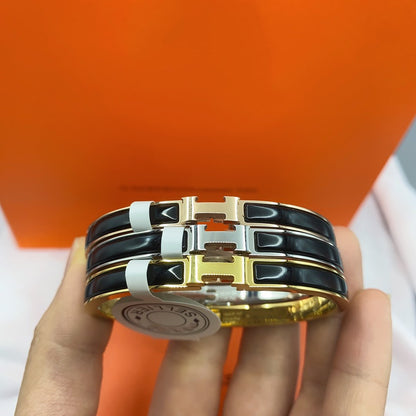 [Lumi Jewellery]CLASSIC HM CLIC BLACK 8MM ENAMEL BRACELET
