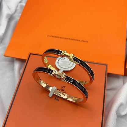 [Lumi Jewellery]CLASSIC HM CLIC BLACK 8MM ENAMEL BRACELET