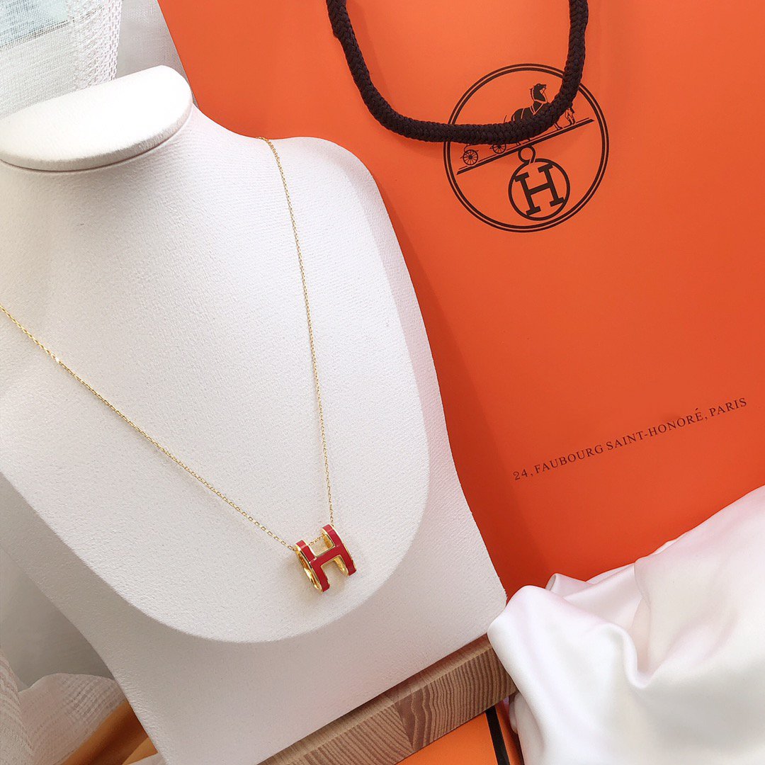 [Lumi Jewellery]HM CLIC RED ENAMEL GOLD NECKLACE