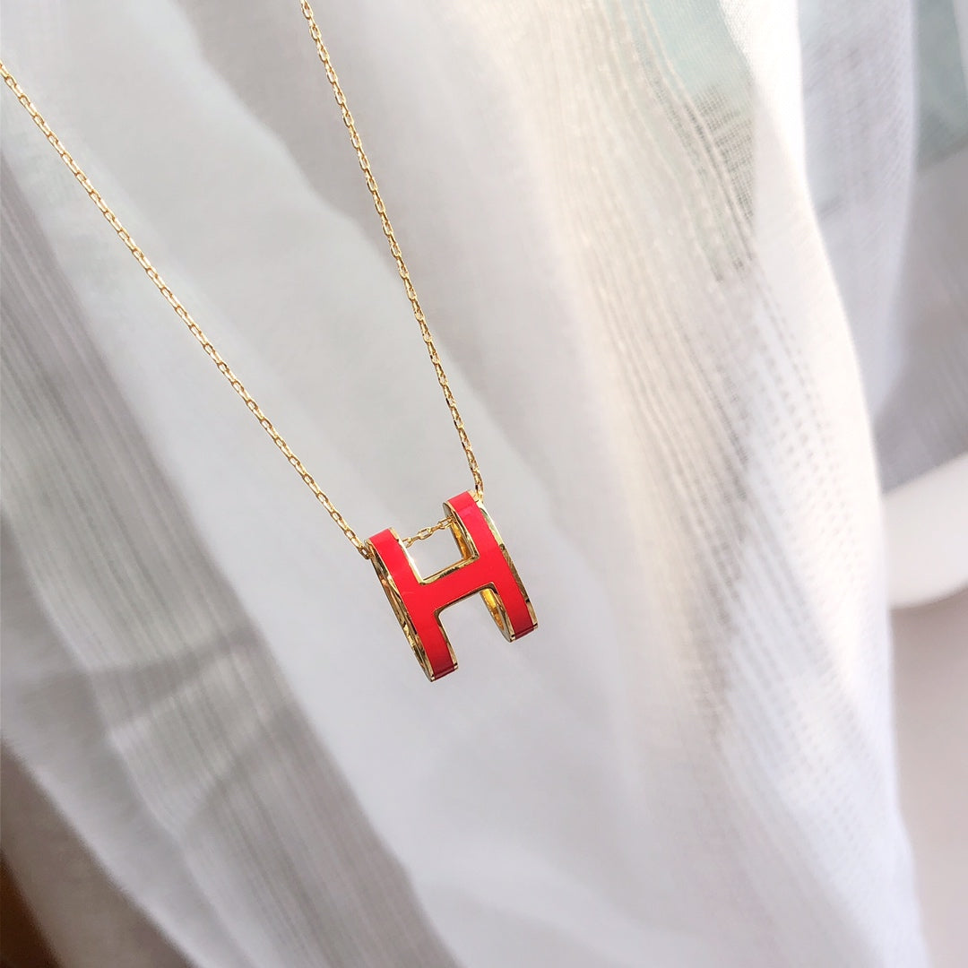 [Lumi Jewellery]HM CLIC RED ENAMEL GOLD NECKLACE