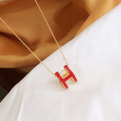[Lumi Jewellery]HM CLIC RED ENAMEL GOLD NECKLACE