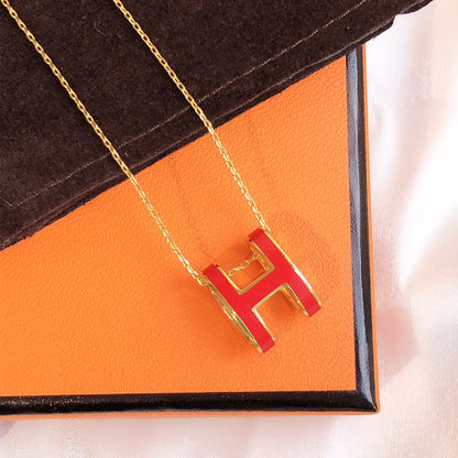 [Lumi Jewellery]HM CLIC RED ENAMEL GOLD NECKLACE