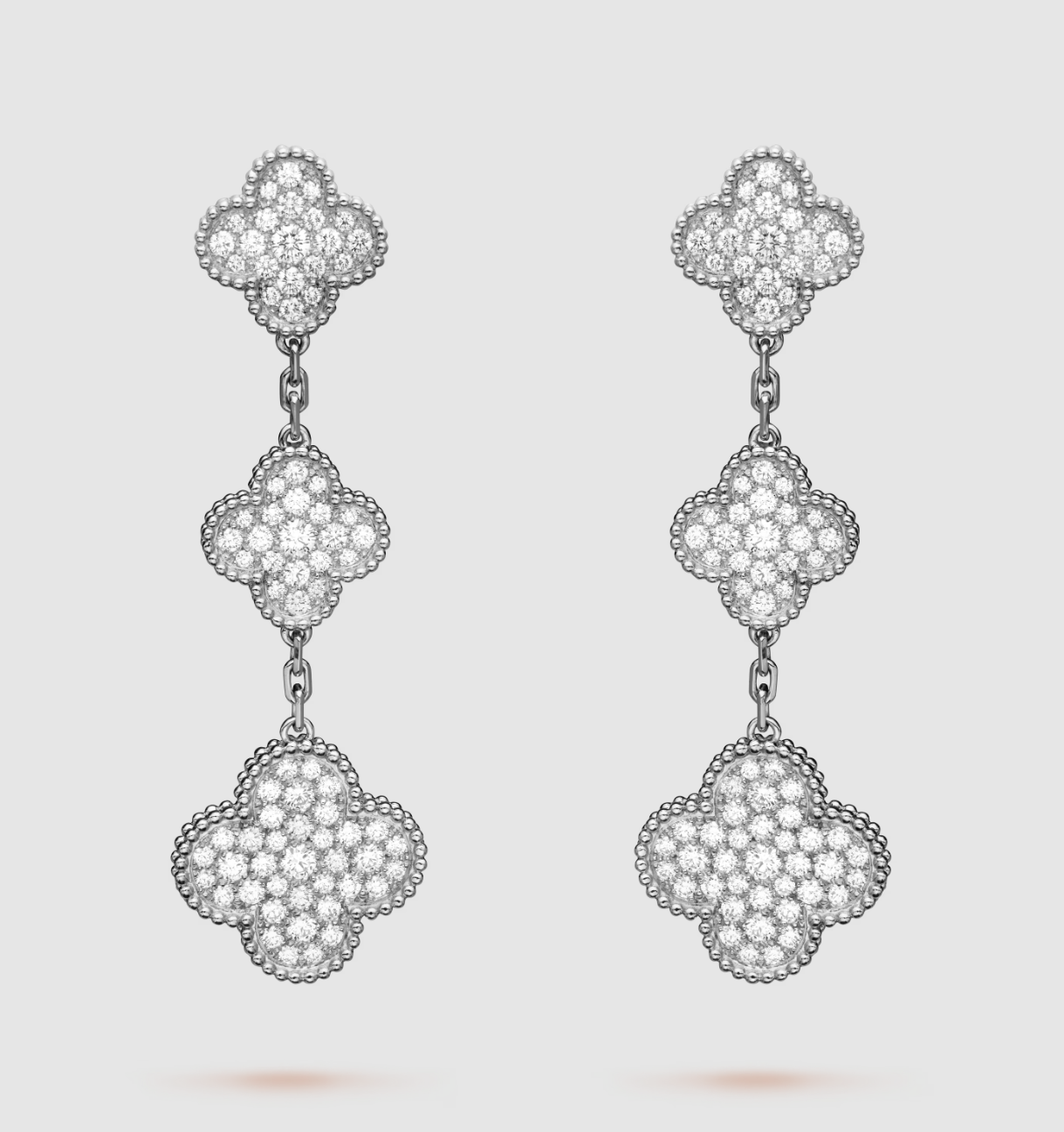 [Lumi Jewellery]CLOVER 3 MOTIF DIAMOND SILVER DROP EARRINGS