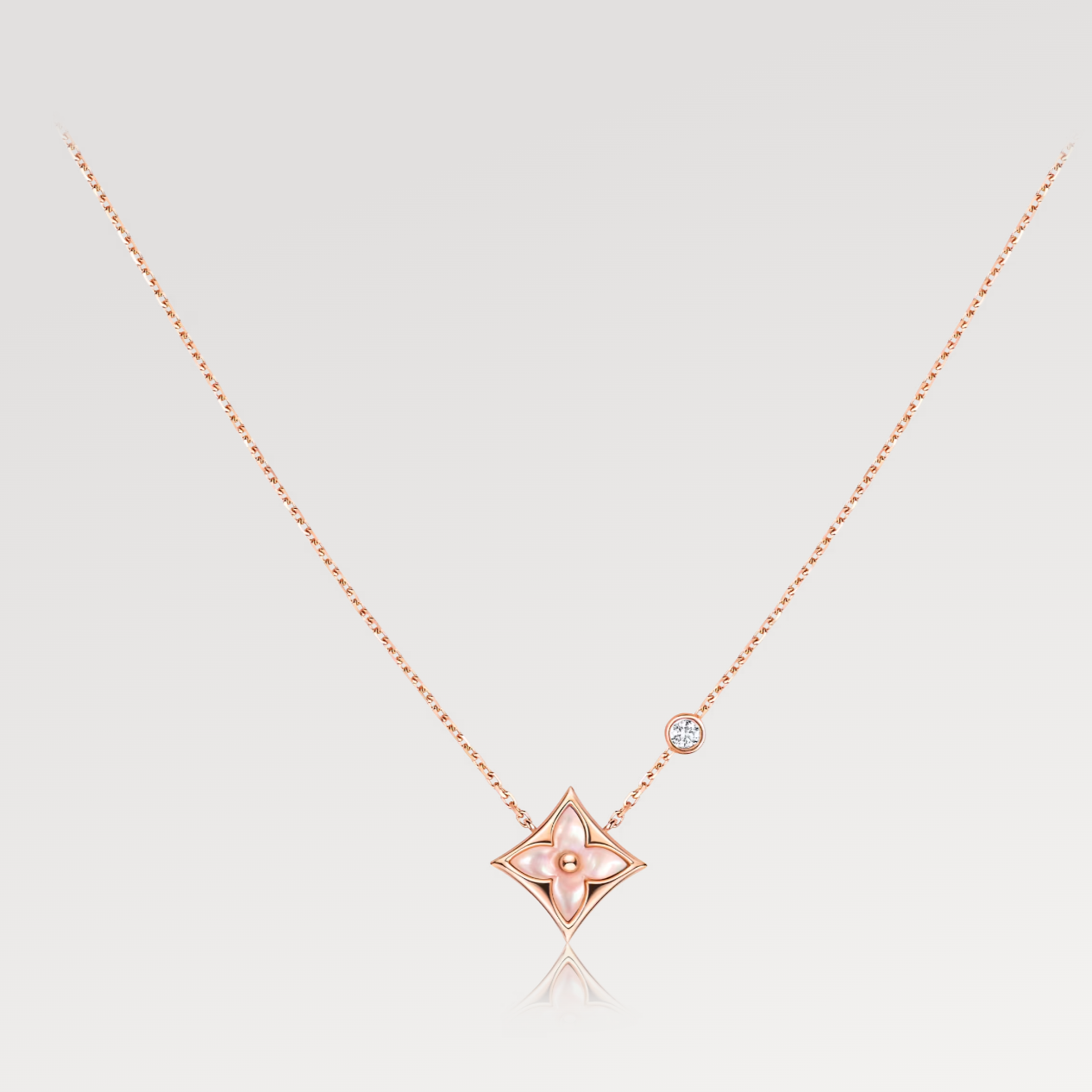 [Lumi Jewellery]STAR PINK MOP 1 DIAMOND PINK GOLD NECKLACE