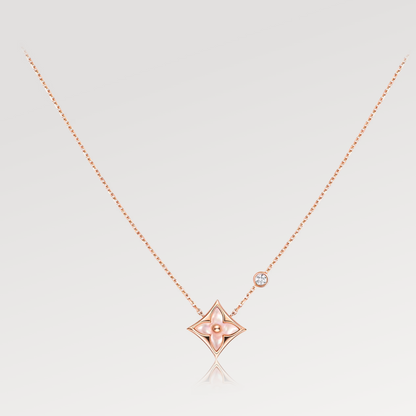 [Lumi Jewellery]STAR PINK MOP 1 DIAMOND PINK GOLD NECKLACE