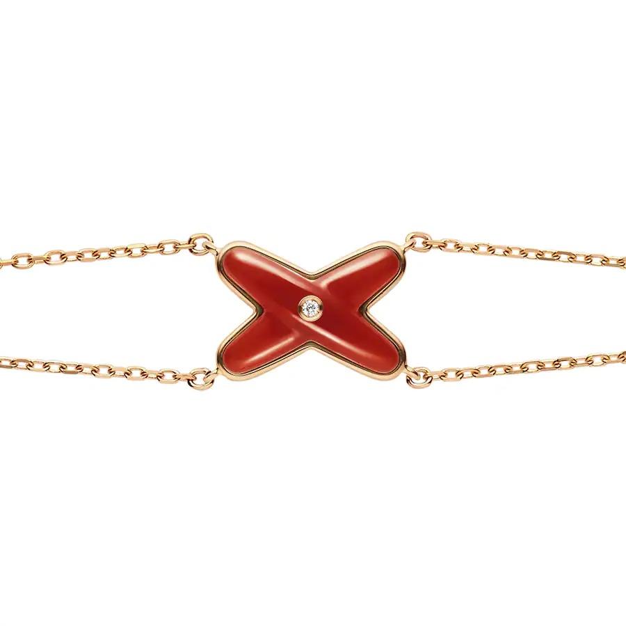 [Lumi Jewellery]JEUX BRACELET CARNELIAN PINK GOLD 1 DIAMOND