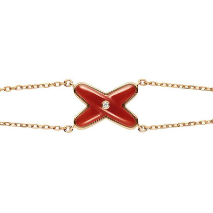 [Lumi Jewellery]JEUX BRACELET CARNELIAN PINK GOLD 1 DIAMOND