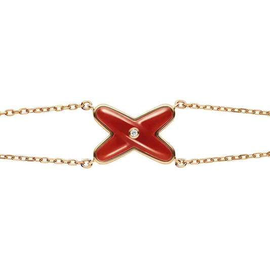 [Lumi Jewellery]JEUX BRACELET CARNELIAN PINK GOLD 1 DIAMOND