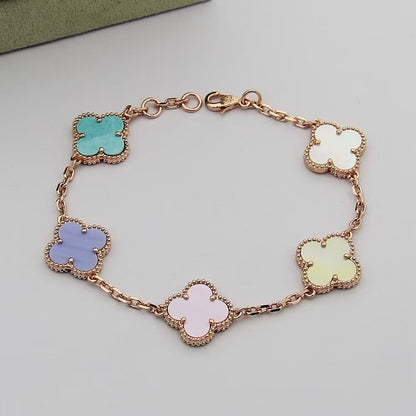 [Lumi Jewellery]Four‑Leaf Clover Summer Colorful Dopamine Bracelet